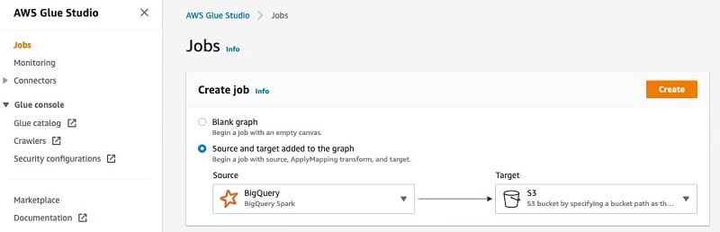 BigQuery to Redshift | Creating the ETL job in AWS Glue Studio